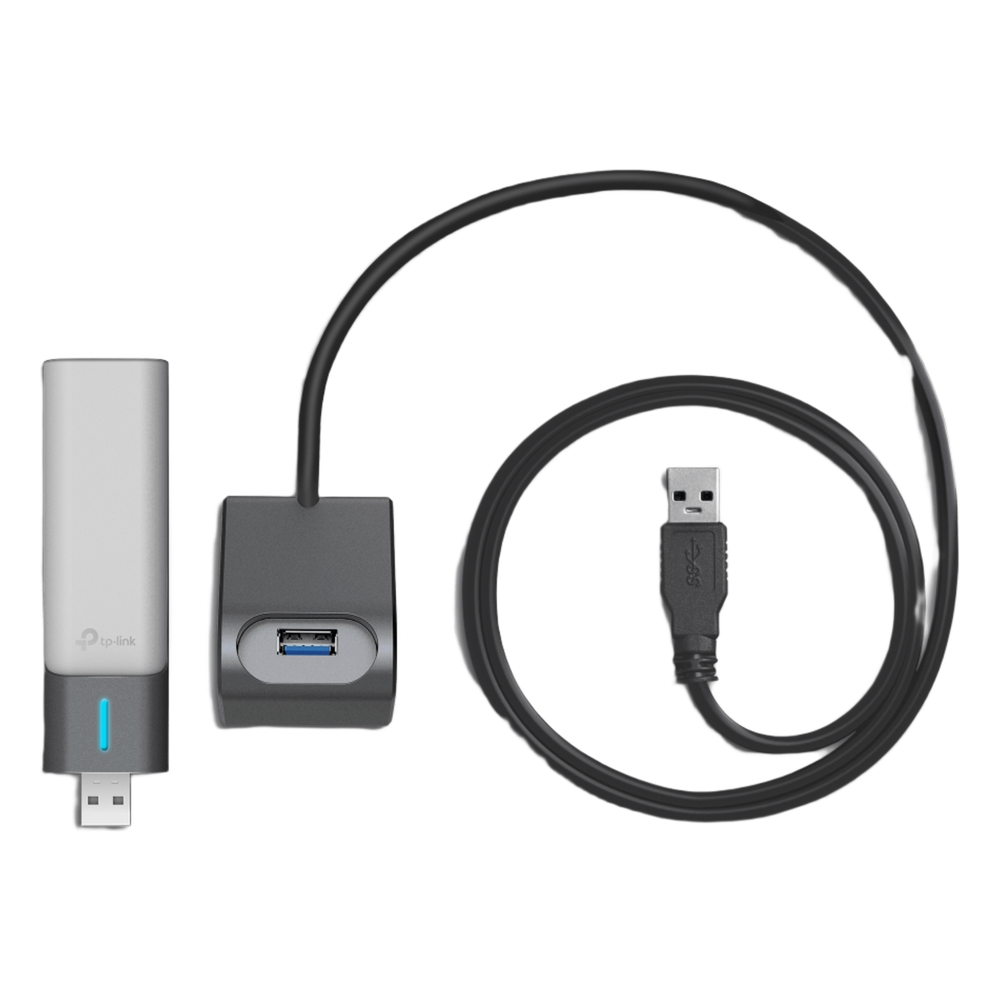 Adaptador USB Wireless Wi-Fi 6 / AX3000 (2402 Mbps + 574 Mbps) / Antenas de Alta Ganancia / USB 3.0 / Baja Latencia Gaming / WPA3 / Cuna Desmontable