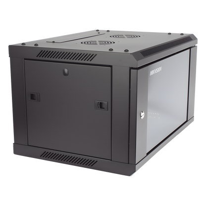 Gabinete para Montaje en Pared - Piso / Puerta de Cristal Templado / Cuerpo Fijo / 6 Unidades de Rack / 19" / Fabricado en Acero