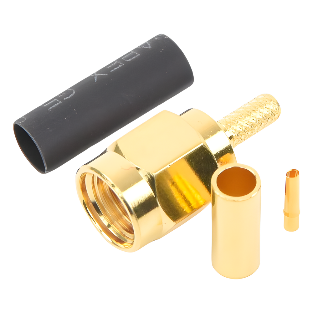 Conector SMA Macho Inverso de Anillo Plegable para Instalar en Cables RG-174/U y RG-316/U