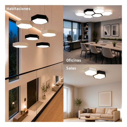 Lampara LED Poligonal de 18 W / 1 800 lm / 127-265V~50/60Hz / Acabado Blanco Mate / Angulo de Luz 140° / Dimensiones 230 x 100 mm (Largo y Alto)