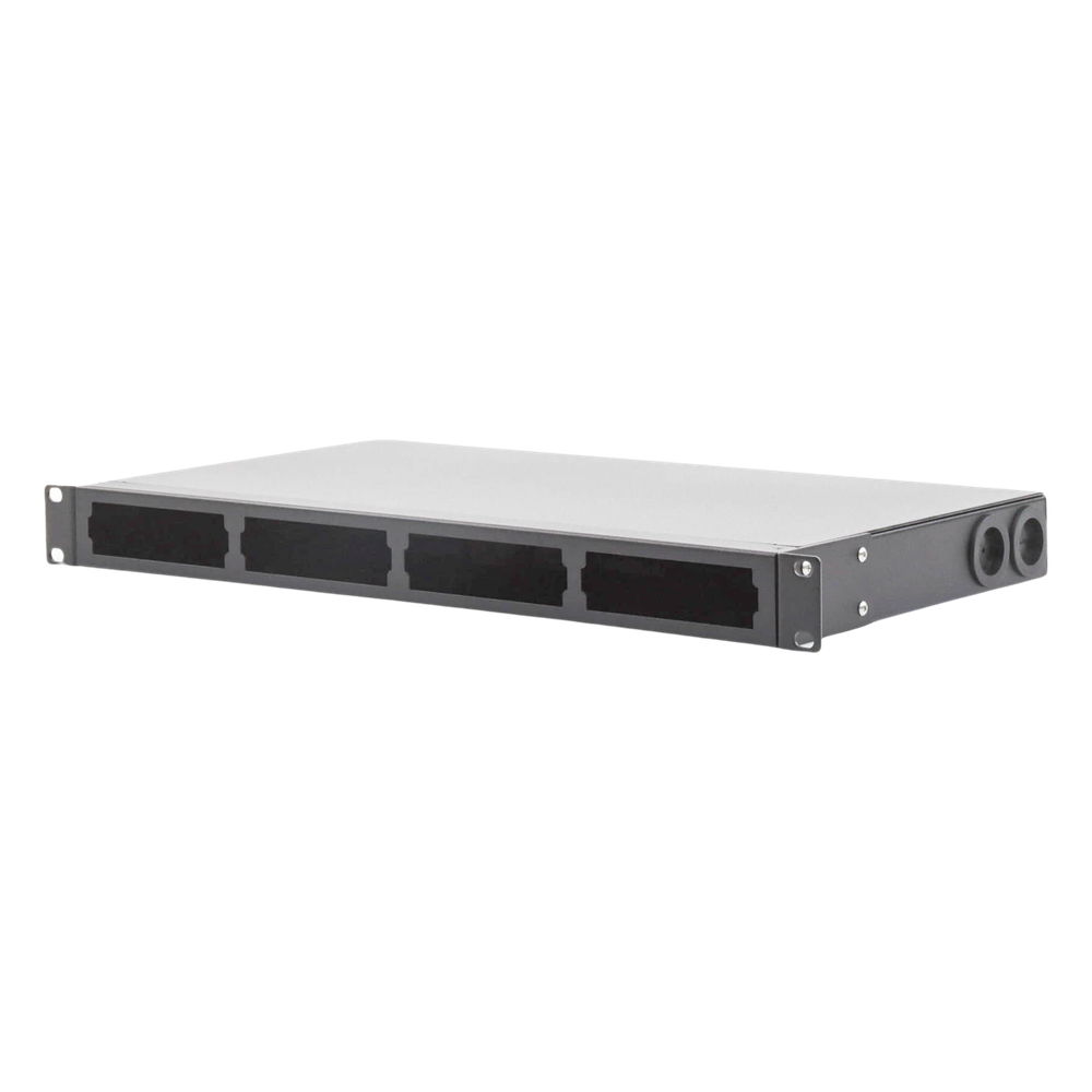 Distribuidor de Fibra Óptica Vacío 19 Pulgadas, Acepta 4 Placas Acopladoras de Linkedpro, Hasta 24 Fibras, 1UR, Incluye Charola de Empalme