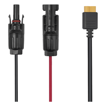 Cable 2.5 m, Negro, Calibre 12 AWG con Terminales MC4 Macho y Hebra para Terminal XT60