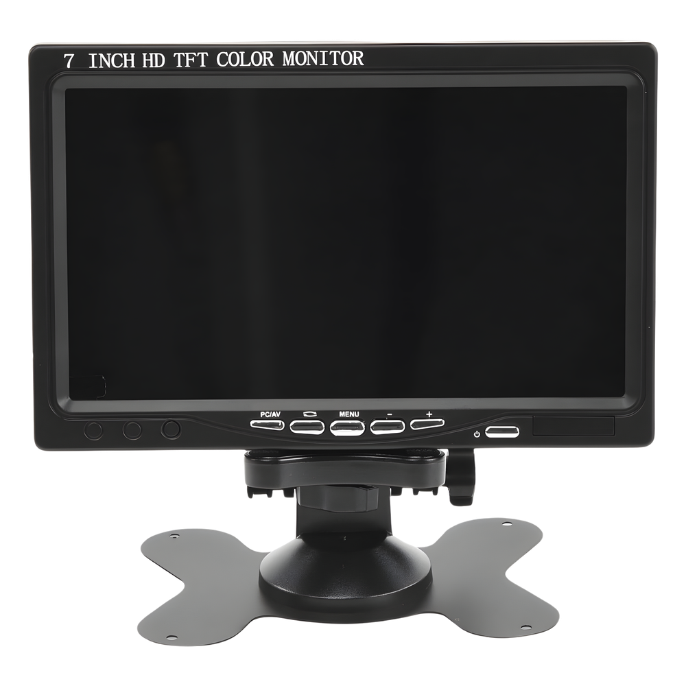 Monitor 7" TFT-LCD ideal para colocar en vehículos o DVR/NVR. Entradas de video HDMI, VGA y RCA (CVBS)