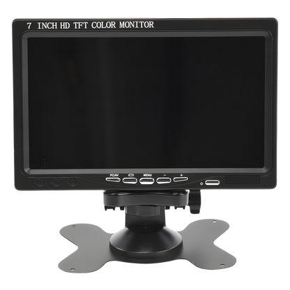 Monitor 7" TFT-LCD ideal para colocar en vehículos o DVR/NVR. Entradas de video HDMI, VGA y RCA (CVBS)