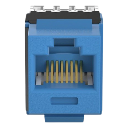 Conector Jack Estilo 110 (de Impacto), Tipo Keystone, Categoría 6A, de 8 Posiciones y 8 Cables, Color Azul