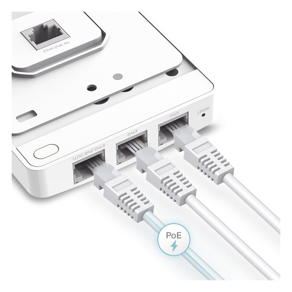 Punto de acceso Omada / Doble Banda AC1200 MU-MIMO / Diseño para Pared con 3 Puertos Adicionales / Configuruación por Controlador o Stand-Alone