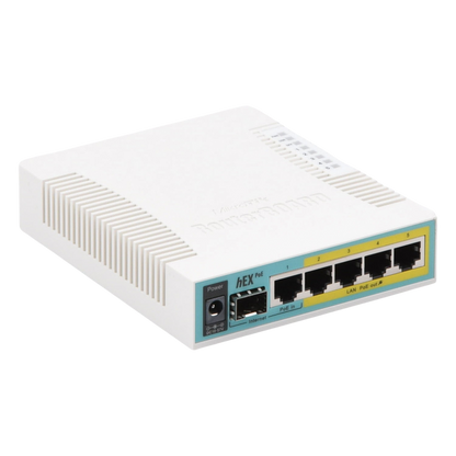 (hEX PoE) Routerboard 5 puertos Gigabit Ethernet PoE 802.3at, 1 Puerto USB