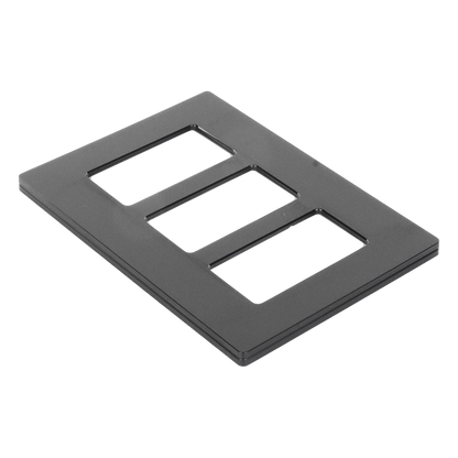 Placa de pared Claro de 3 espacios sin tornillos visibles, acabado negro brillante, para atenuadores, apagadores y controles Pico de Lutron