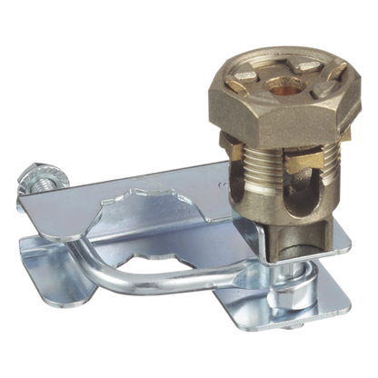 Abrazadera para Tierra Física en Base de Piso Falso, para Cables de 6 a 1/0 AWG. Para Pedestales Cuadrados de 7/8" y Circulares de 1" a 1 1/8"