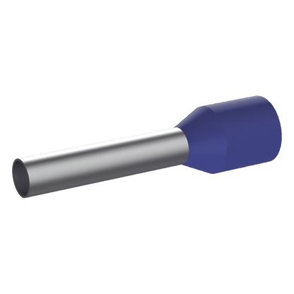 Ferrule Aislado PAN-TERM para Cable 14 AWG, Largo 12mm, DIN Color Azul. Paquete 500 Piezas