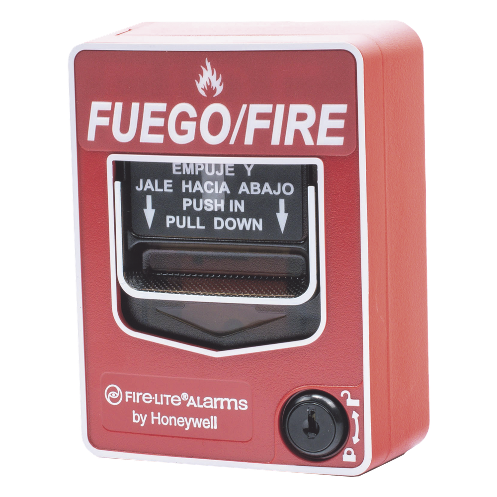 Estación manual de incendio inalámbrica direccionable de doble acción con rotulación bilingüe español-inglés