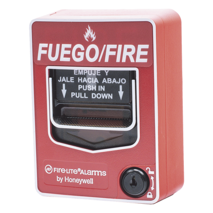 Estación manual de incendio inalámbrica direccionable de doble acción con rotulación bilingüe español-inglés