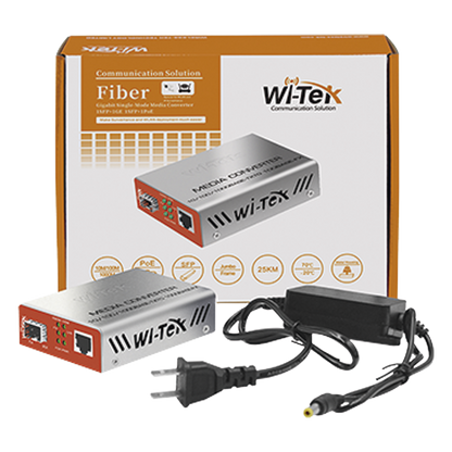 Convertidor de medios / 1 puerto RJ45 100/1000 Mbps PoE Out 802.3af/at / 1 SFP 1000Mbps / Distancia según transceptor