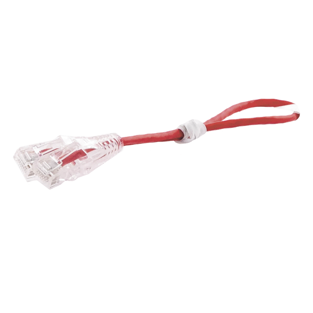 Cable de Parcheo Slim UTP Cat6 - 30 cm (11.81 Pulgadas) Rojo Diámetro Reducido (28 AWG)