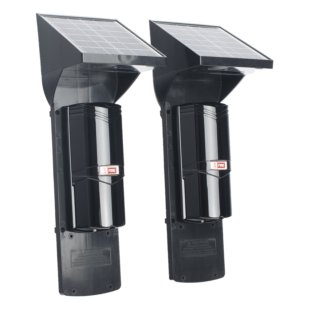Detector Fotoelectrico Solar SFIRE SFA60 / 2 Rayos Infrarrojos / 60 m Exterior / 120 m Interior / Panel Solar Integrado / Bateria 4,000 mAh / 4
