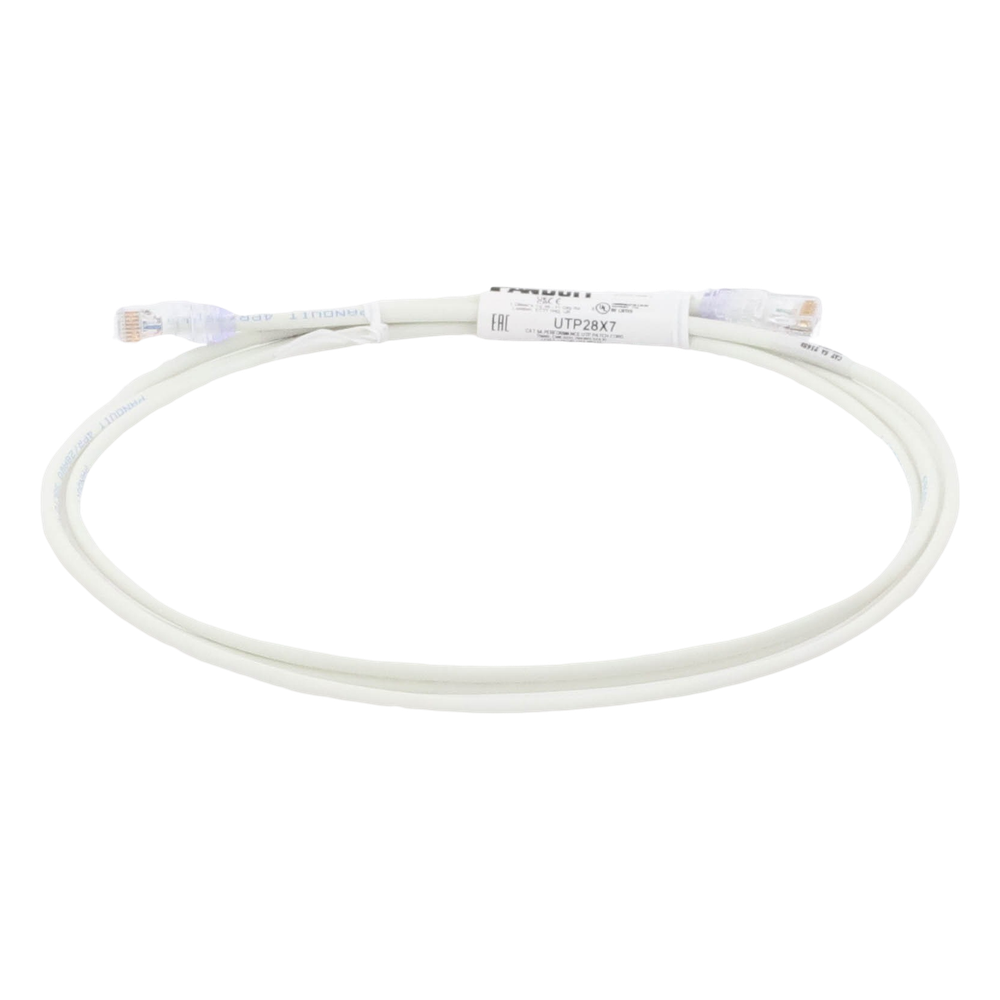 Cable de Parcheo UTP Cat6A, CM/LSZH, Diámetro Reducido (28AWG), Color Blanco Mate, 2.13 Metros (7 Pies)