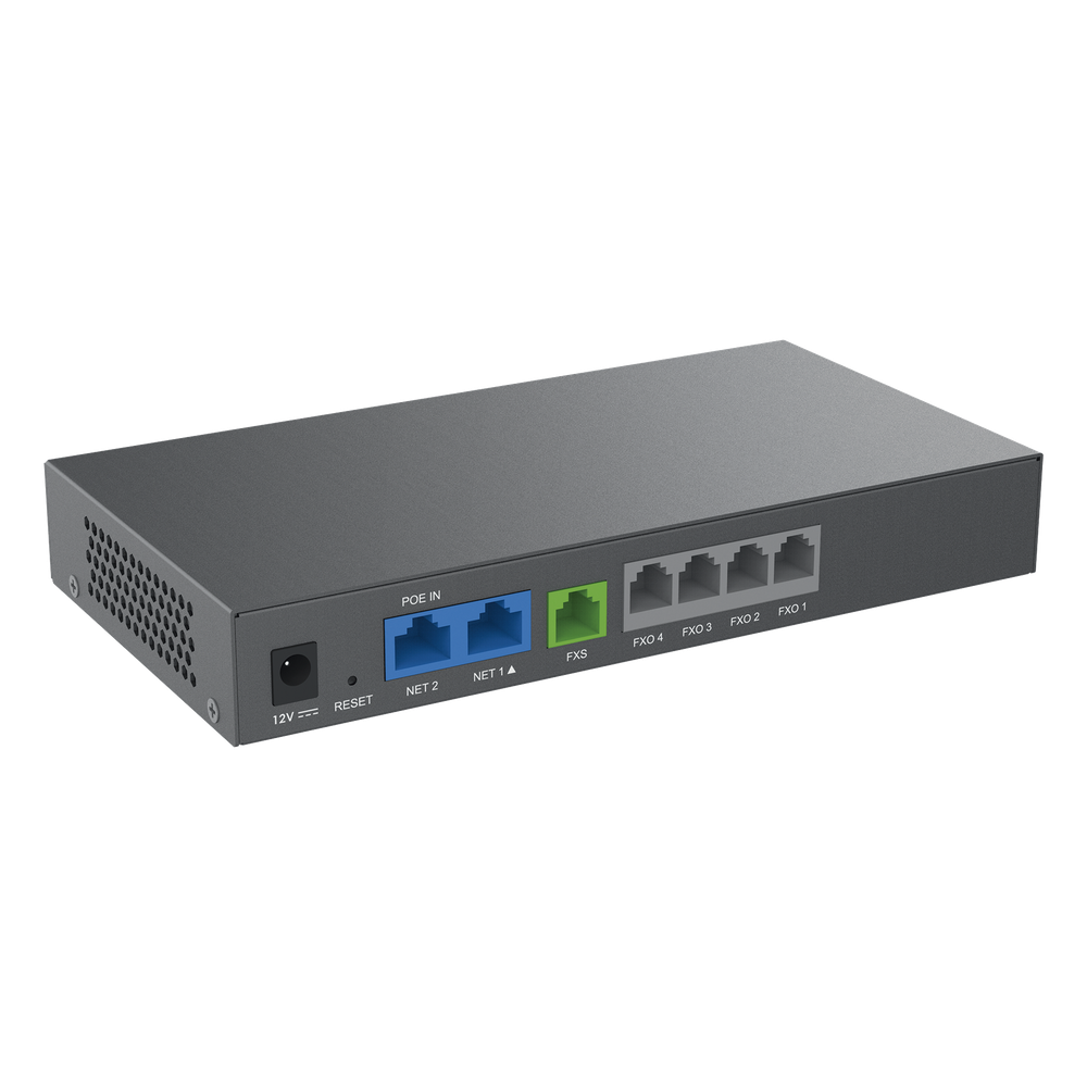 Gateway Analógico 4 FXO (Conectar Lineas Analógicas) / Puertos FXO y FXS / 3 Perfiles SIP / NAT / PoE / TR069 / Fax T.38 / 3 Vías Conferencia / AES