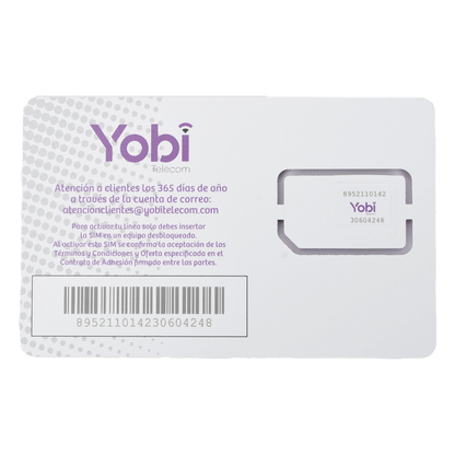 SIM Yobi para dispositivos móviles 3G/4G con recarga de 1GB cada mes durante 1 año de servicio (solo datos)
