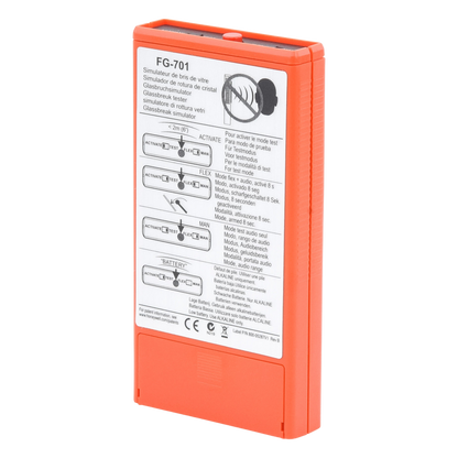 Simulador de rotura de vidrio para pruebas de detectores FlexGuard, modos manual y flex, con activación remota hasta 10 pies