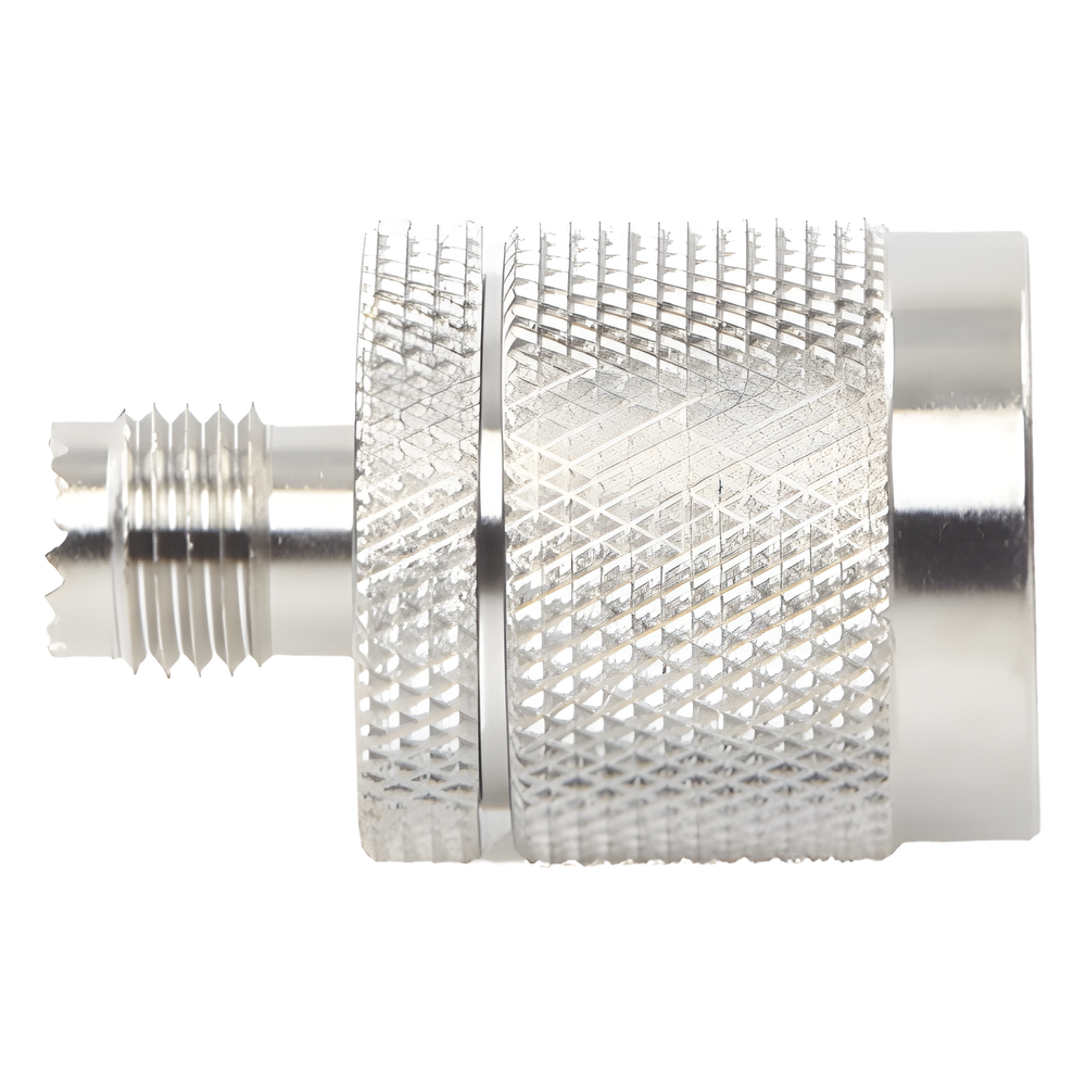 Adaptador en Línea, de Conector Mini UHF Hembra a N Macho, Níquel/ Oro/ Teflón