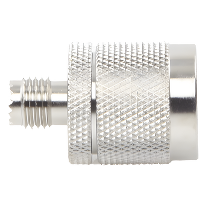 Adaptador en Línea, de Conector Mini UHF Hembra a N Macho, Níquel/ Oro/ Teflón