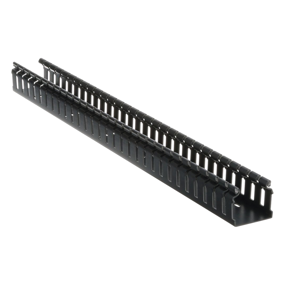 Canaleta Ranurada de PVC sin Tapa, Tipo H (Tapa Abisagrada), 55.1 mm de Ancho, 50.3 mm de Alto y 1828.8 mm de Largo, Color Negro