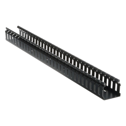 Canaleta Ranurada de PVC sin Tapa, Tipo H (Tapa Abisagrada), 55.1 mm de Ancho, 50.3 mm de Alto y 1828.8 mm de Largo, Color Negro