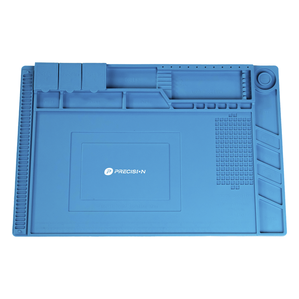 Tapete de silicona de 45 x 30 cm, resistente al calor con áreas magnéticas y de almacenamiento de componentes, ideal para la reparación de equipos y