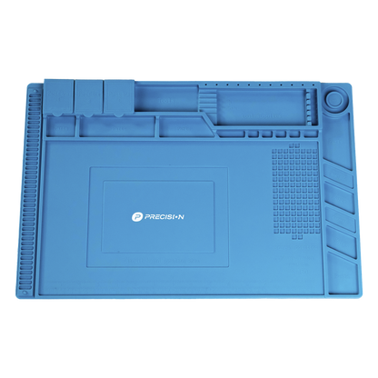 Tapete de silicona de 45 x 30 cm, resistente al calor con áreas magnéticas y de almacenamiento de componentes, ideal para la reparación de equipos y