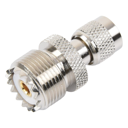Adaptador en Línea de Conector Mini UHF Macho a UHF Hembra (SO-239), Níquel/ Oro/ Teflón