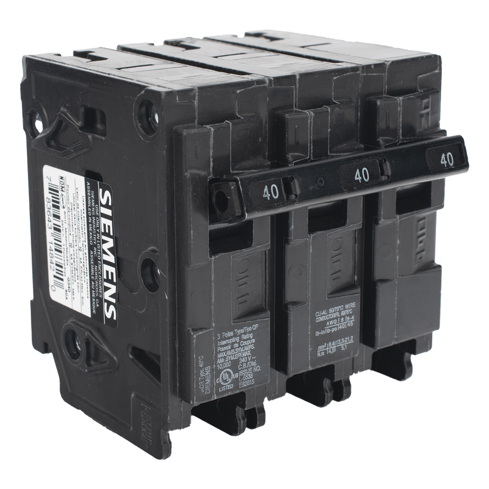 Interruptor automático enchufable tipo QP 3 polos, 40 amp