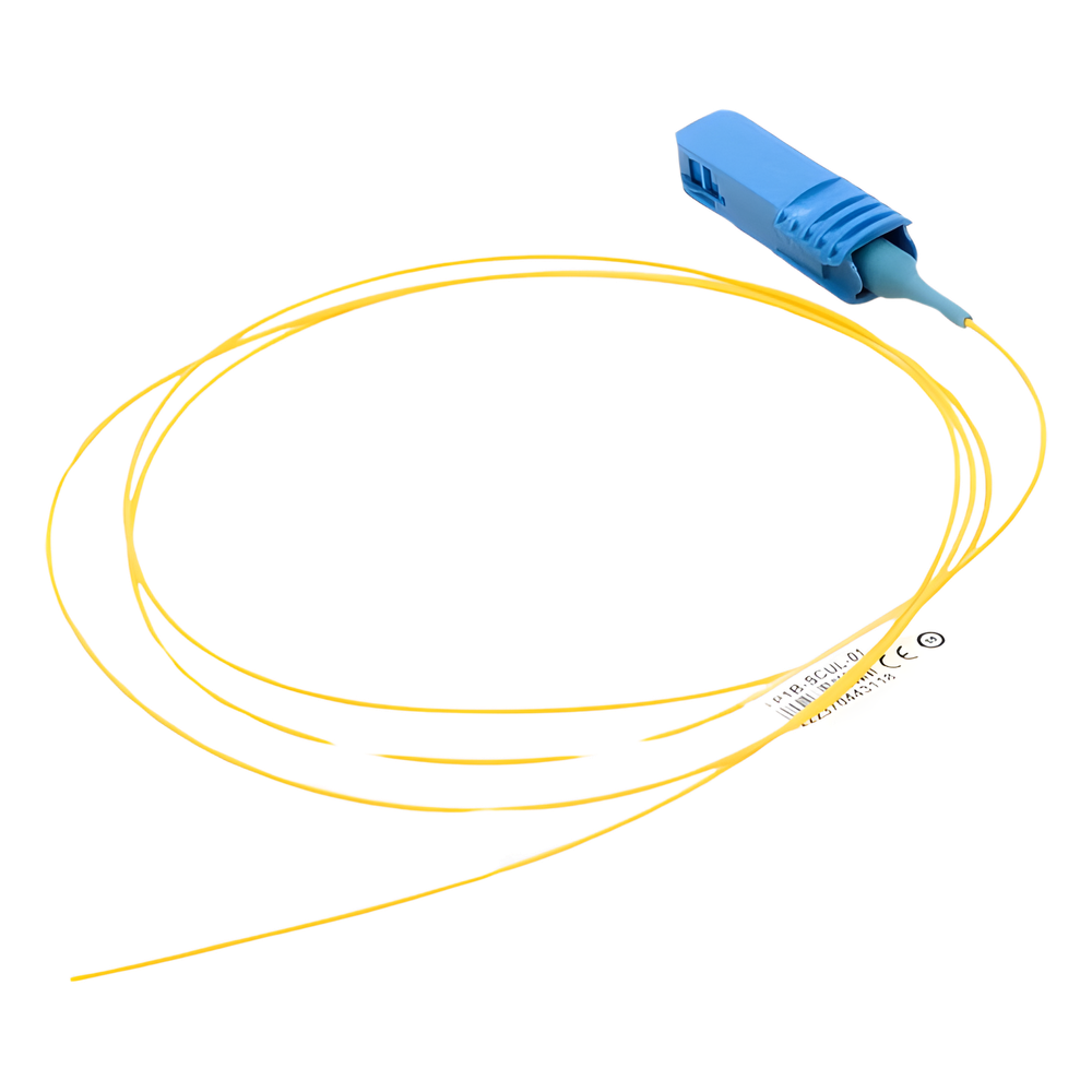 Pigtail de Fibra Óptica SC/UPC Simplex, Monomodo OS1/OS2 XGLO, OFNR, Color Amarillo, 1 Metro (3.28 Pies)