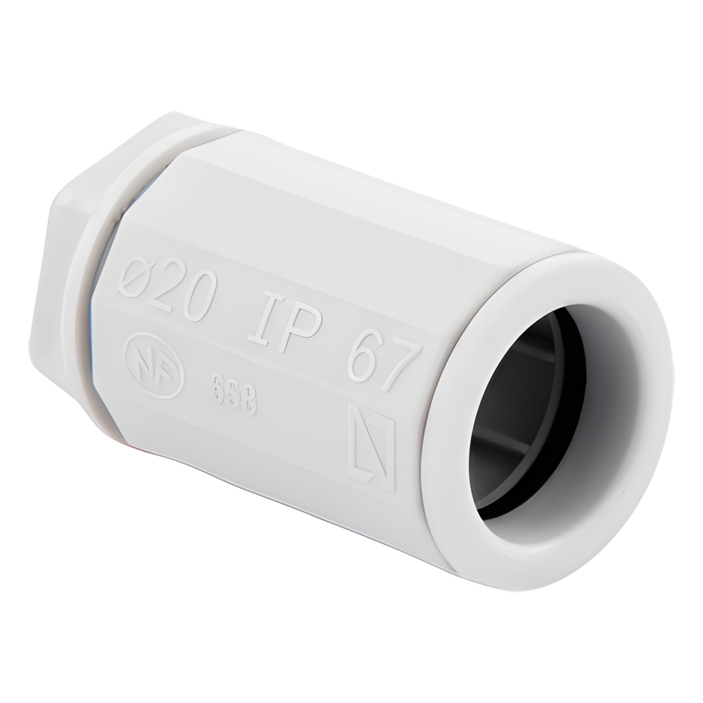 Conector de tubería rígida a caja (Racor), PVC Auto-extinguible, de 20 mm