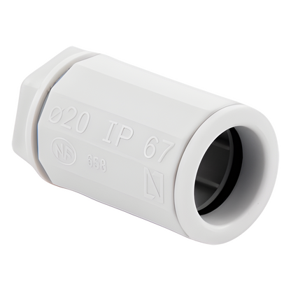 Conector de tubería rígida a caja (Racor), PVC Auto-extinguible, de 20 mm