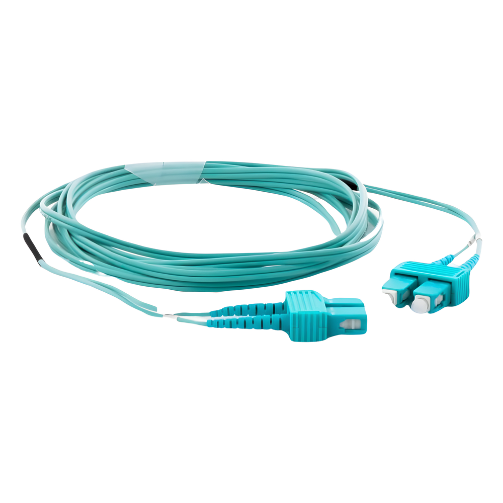 Jumper de Fibra Óptica Multimodo OM3 50/125 SC-SC OFNR (Riser), 2.0 mm, Dúplex, Aqua, 3 Metros (9.84 Pies)