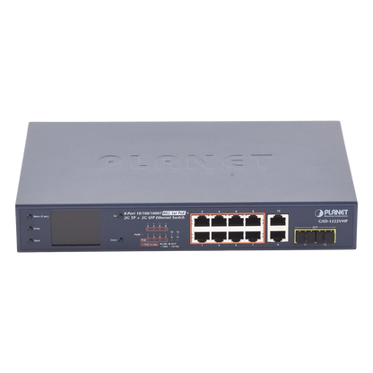 Switch No Administrable 8 Puertos Gigabit con Modo Extender a 250 m, 2 Puertos Uplink 10/100/1000 Mbps, 2 Puertos SFP