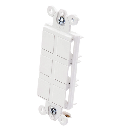 Marco de 6 puertos personalizable para conectores de red, fibra óptica, coaxial y telefonía, inserción a presión, color Snow satinado, serie Satin