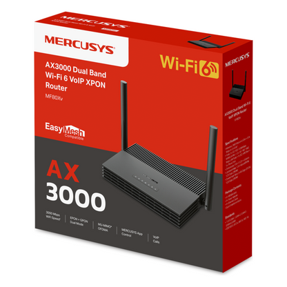 ONU/ONT - XPON Router WiFi 6 AX 3000 / 1 Puerto PON SC/APC / 1 Puerto WAN/LAN Gigabit / 3 Puertos LAN 10/100/1000 MBPS / Soporta AgiNet Config