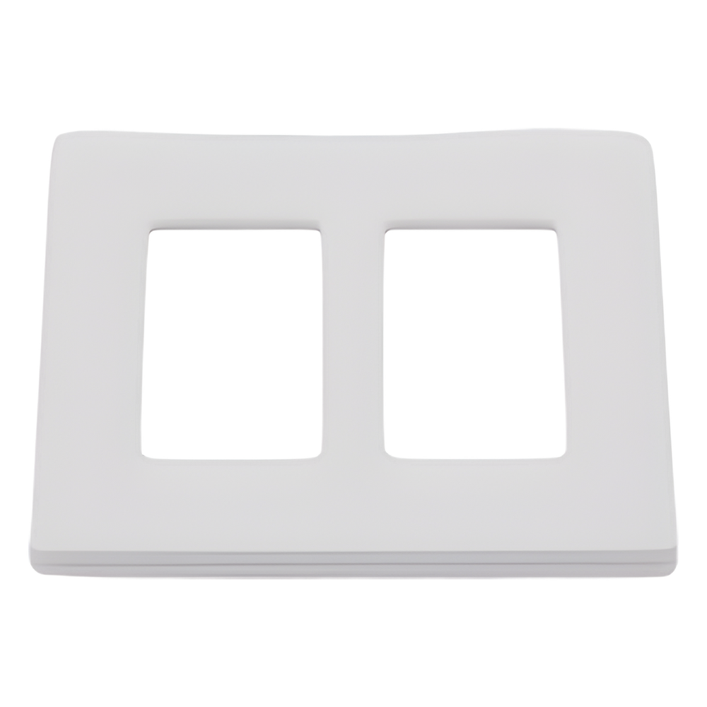 Placa de pared de 2 espacios sin tornillos visibles en acabado Snow satinado, compatible con atenuadores e interruptores Lutron Maestro, Diva, Claro