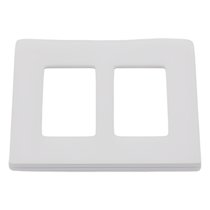 Placa de pared de 2 espacios sin tornillos visibles en acabado Snow satinado, compatible con atenuadores e interruptores Lutron Maestro, Diva, Claro