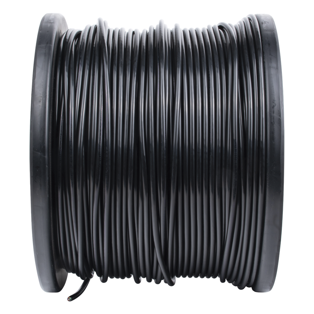 Bobina de 305 Metros (1000 Pies) Cat5e con Gel para Exterior, Color Negro, para Aplicaciones en Sistemas de Redes de Datos y Cableado Estructurado.
