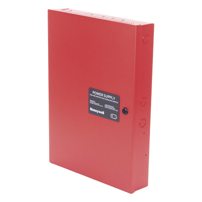 Fuente de poder remota de 6 amperes y 24 Vcc con cargador de batería para paneles de detección de incendio de 12 o 24 V, gabinete rojo
