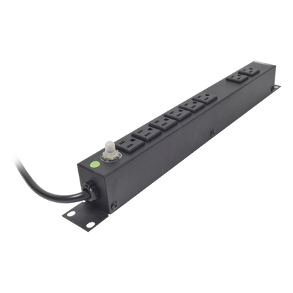 Multicontacto Horizontal (PDU) de 8 Contactos (NEMA 5-15R) Rack 19" 1UR. Voltaje Entrada/Salida: 120Vca/15A