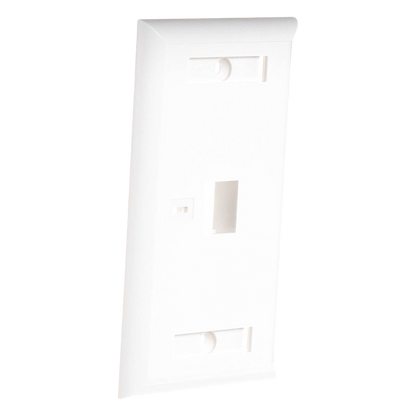 Placa de Pared de 1 Puerto, Keystone, con Espacio para Etiqueta, Color Blanco