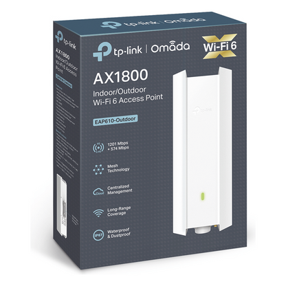 Punto de Acceso Omada Exterior-Interior / Wi-Fi 6 AX1800 MU-MIMO 2x2 / Mesh Omada / Alta Densidad de Usuarios / Configuración por Controlador o