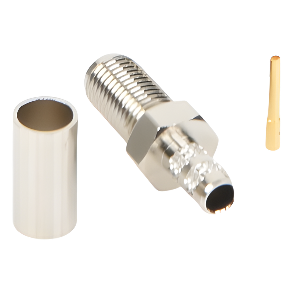 Conector SMA Hembra de Anillo Plegable para Cable RG-58/U, Niquel/ Oro / Teflón