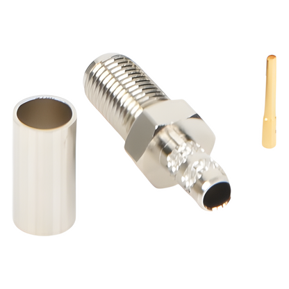 Conector SMA Hembra de Anillo Plegable para Cable RG-58/U, Niquel/ Oro / Teflón