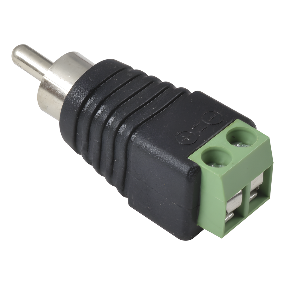 Adaptador RCA Macho Tipo Jack Polarizado / Terminales Tipo Tornillo / Polarizado (+/-) / Recomendado para Video y Audio en Sistemas de Video