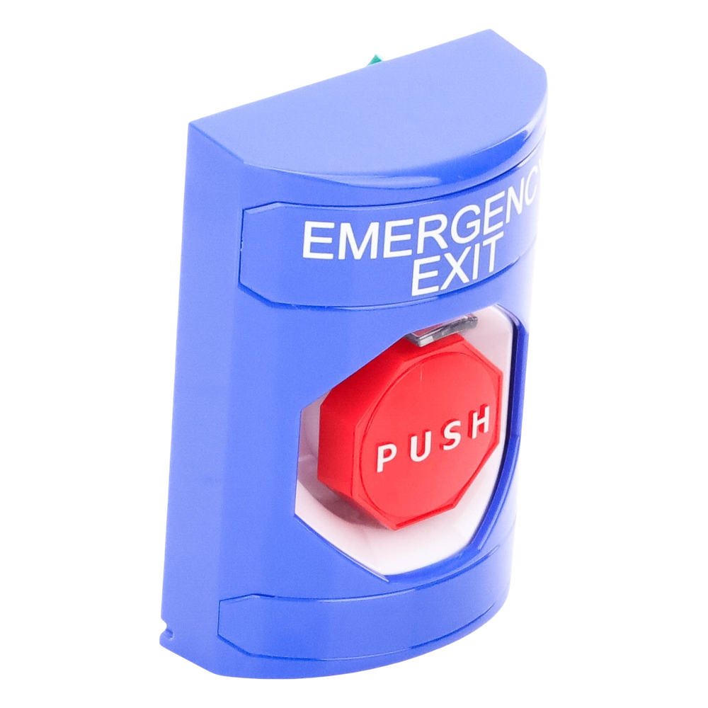 Botón De Salida De Emergencia Con Bocina De Advertencia Integrada, Interior/Exterior, Texto En Ingles, Tapa Protectora De Policarbonato Súper