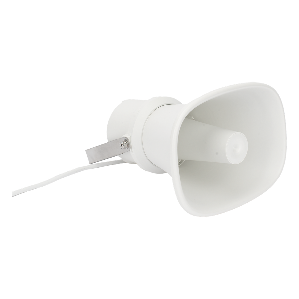 Bocina (Altavoz IP ) | Tipo Trompeta | 25 Watts | No requiere amplificador | 24VCD | Exterior IP67 | Metal | Entrada de alarma | Voceo en tiempo real